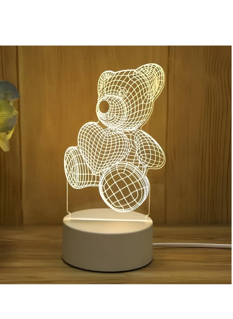 Plan A - Creative 3D LED Lamp – Desk Decor Table Lamp Bedroom Creative Night Light for Kids Adults Birthday Holiday Gifts for Boys Girls (Bear) - Image 1