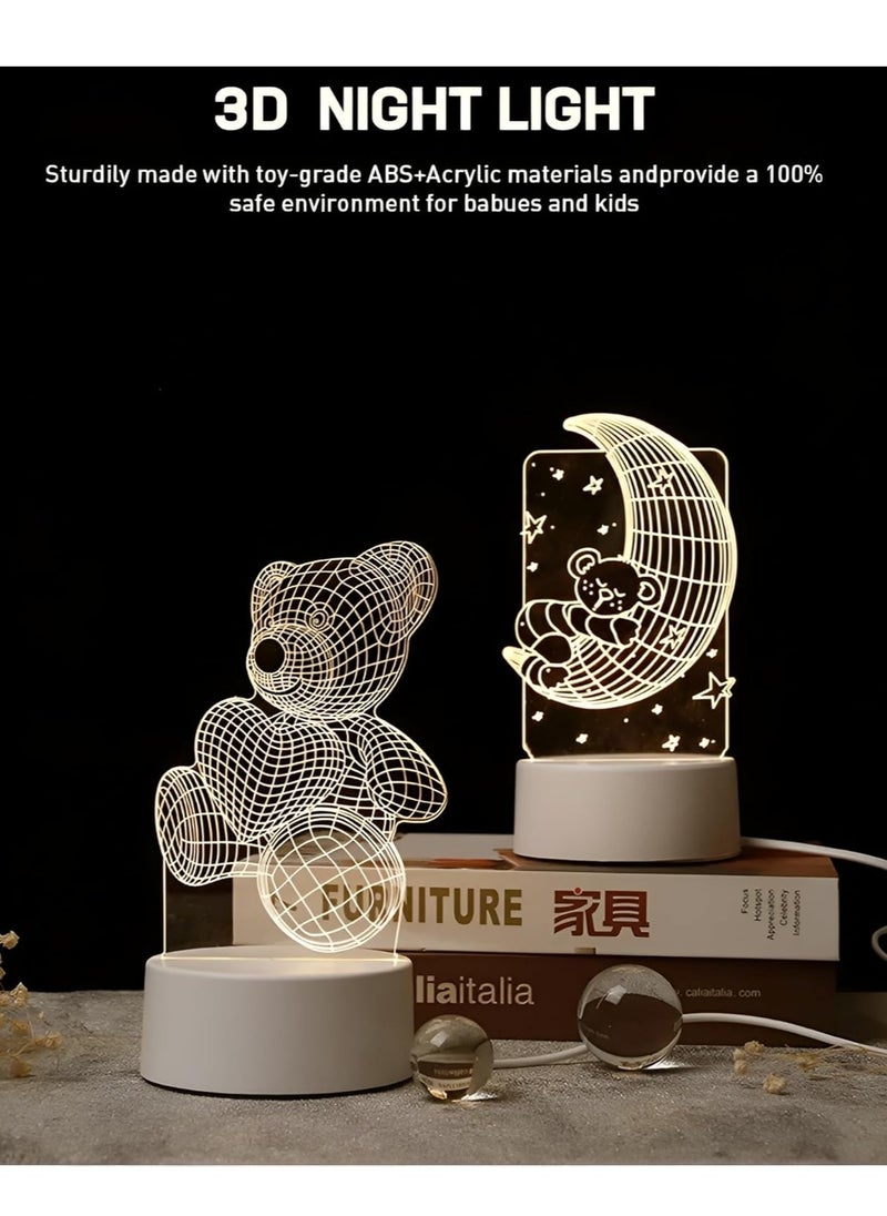 Plan A - Creative 3D LED Lamp – Desk Decor Table Lamp Bedroom Creative Night Light for Kids Adults Birthday Holiday Gifts for Boys Girls (Bear) - Image 1