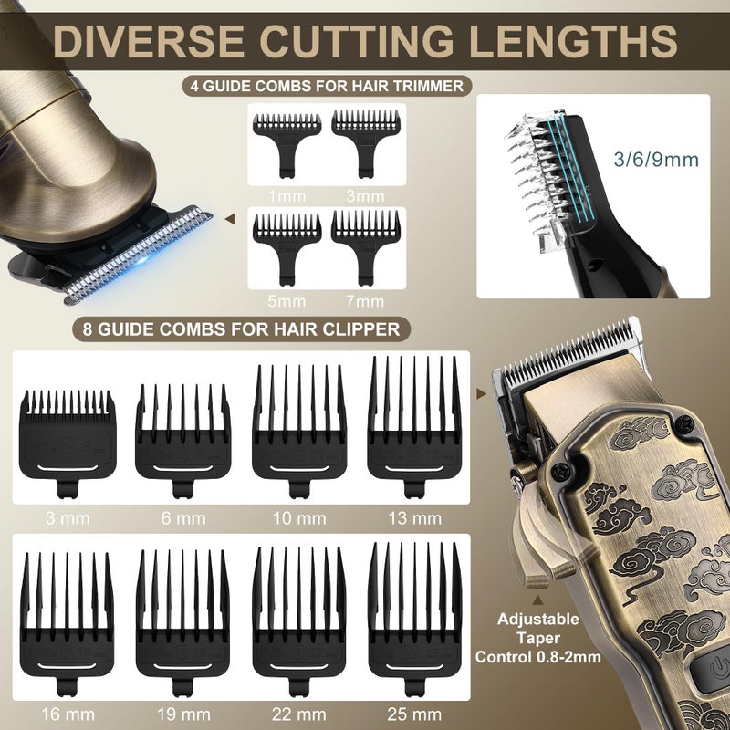 Hatteker Professional Hair Clippers for Men Beard Trimmer Clippers and Trimmer Set Waterproof T-Blade Trimmer Cordless Grooming Kit Nose Body Hair Trimmer Barber Clippers Hair Cutting Kit - Image 5