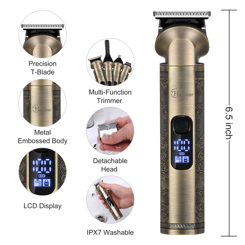 Hatteker Professional Hair Clippers for Men Beard Trimmer Clippers and Trimmer Set Waterproof T-Blade Trimmer Cordless Grooming Kit Nose Body Hair Trimmer Barber Clippers Hair Cutting Kit - Image 3