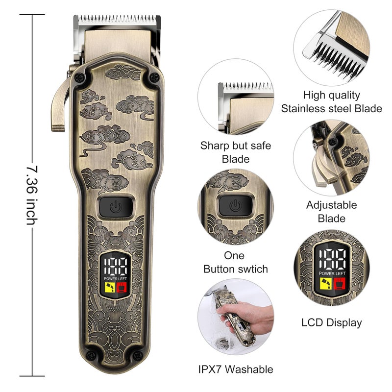 Hatteker Professional Hair Clippers for Men Beard Trimmer Clippers and Trimmer Set Waterproof T-Blade Trimmer Cordless Grooming Kit Nose Body Hair Trimmer Barber Clippers Hair Cutting Kit - Image 2
