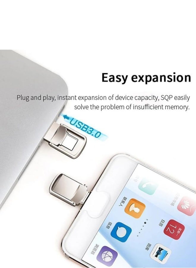 2TB Dual Connector USB Flash Drive - USB 3.0 & Type-C High-Speed Data Storage - Compact OTG Device for Smartphones, Tablets, PC - Alloy, Silver, Ultra-Fast 120MB/s Read Speed - Fetch 2TB ultra_ - Image 5