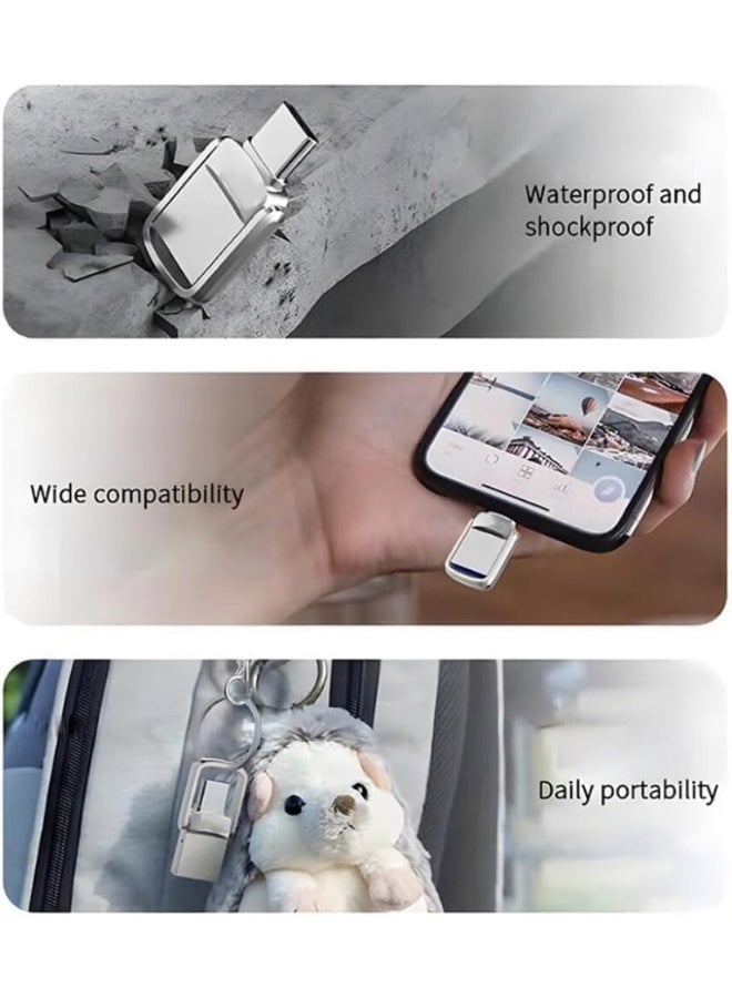 2TB Dual Connector USB Flash Drive - USB 3.0 & Type-C High-Speed Data Storage - Compact OTG Device for Smartphones, Tablets, PC - Alloy, Silver, Ultra-Fast 120MB/s Read Speed - Fetch 2TB ultra_ - Image 2