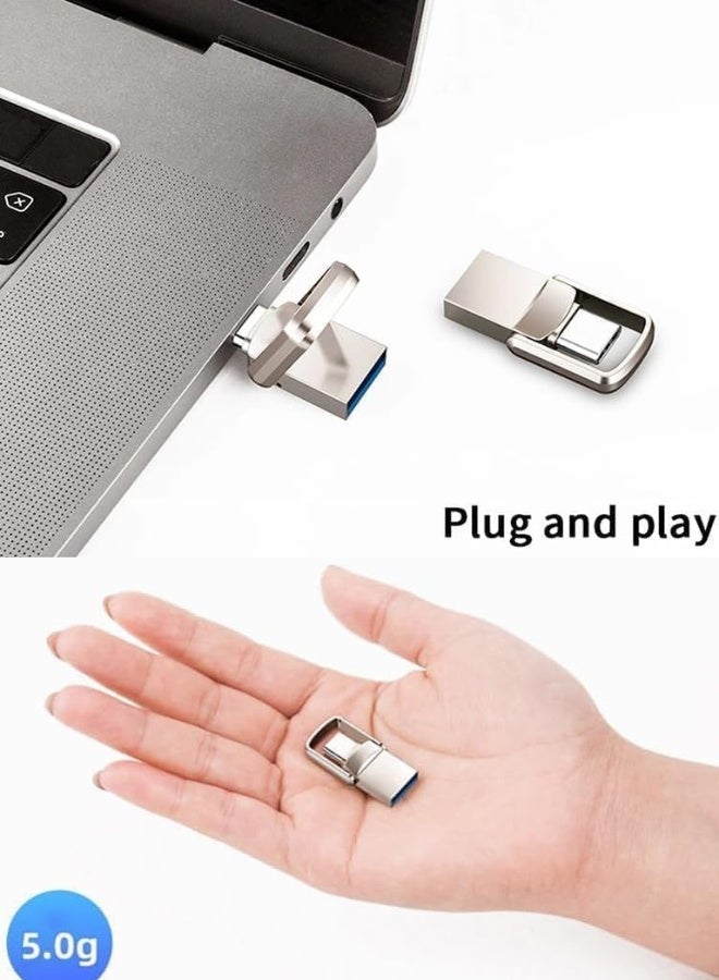 2TB Dual Connector USB Flash Drive - USB 3.0 & Type-C High-Speed Data Storage - Compact OTG Device for Smartphones, Tablets, PC - Alloy, Silver, Ultra-Fast 120MB/s Read Speed - Fetch 2TB ultra_ - Image 4
