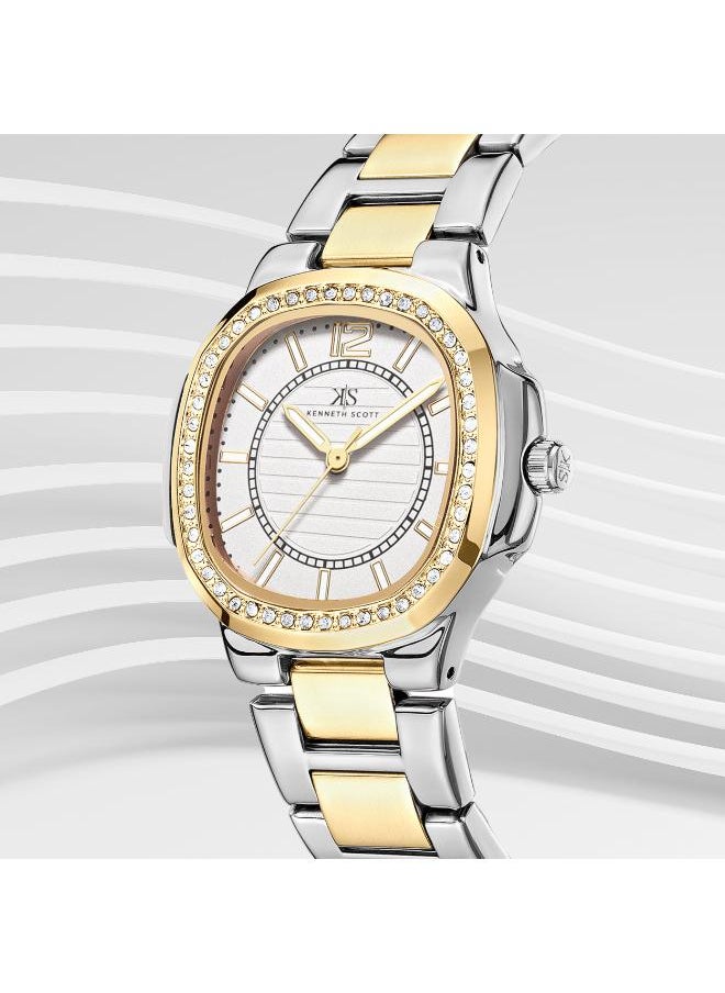 KENNETH SCOTT Kenneth Scott K24507-TBTW Women's Analog Display Watch & Stainless Steel Strap Silver  - Image 3