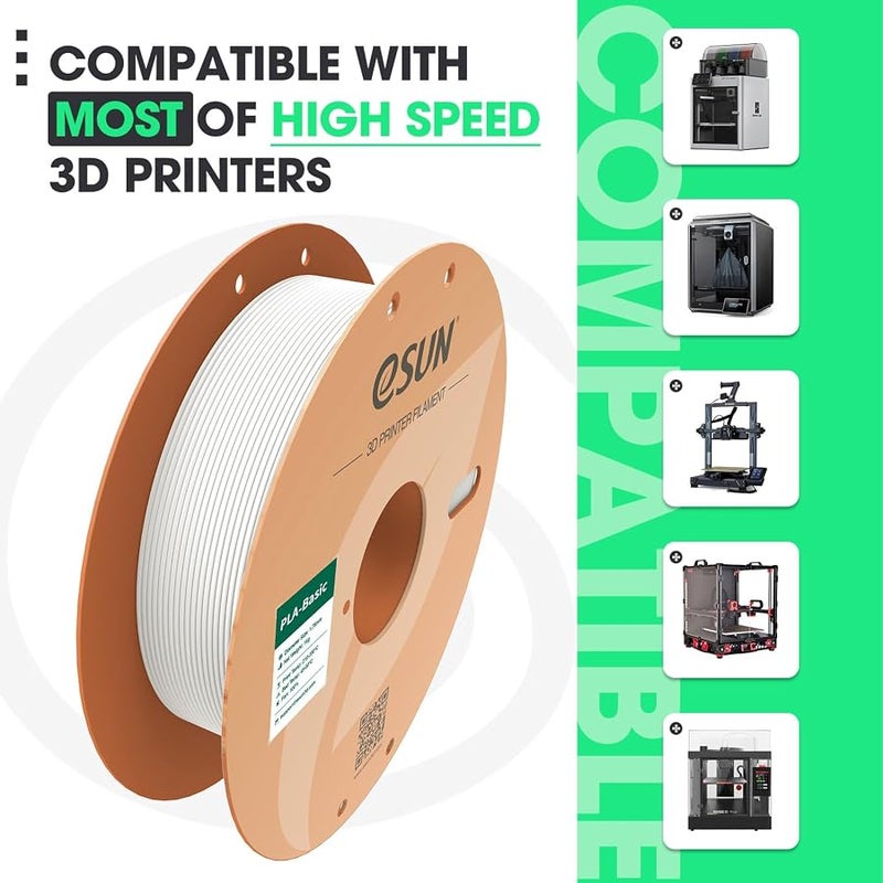إي صن eSUN High Speed PLA Filament 1.75mm, 1KG Spool (2.2 LBS) Fast Printing 3D Printer PLA Filament,Designed for Fast Printing, Cold White - Image 3