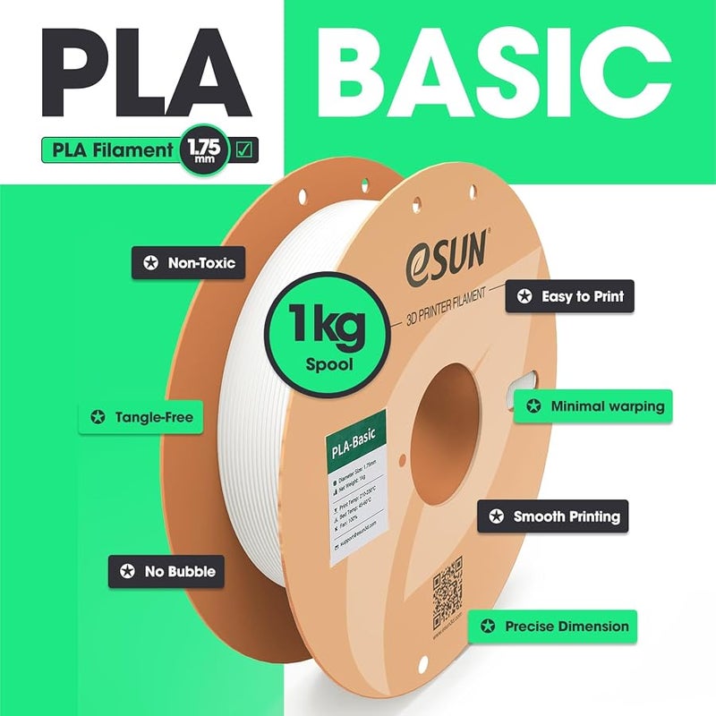 إي صن eSUN High Speed PLA Filament 1.75mm, 1KG Spool (2.2 LBS) Fast Printing 3D Printer PLA Filament,Designed for Fast Printing, Cold White - Image 2