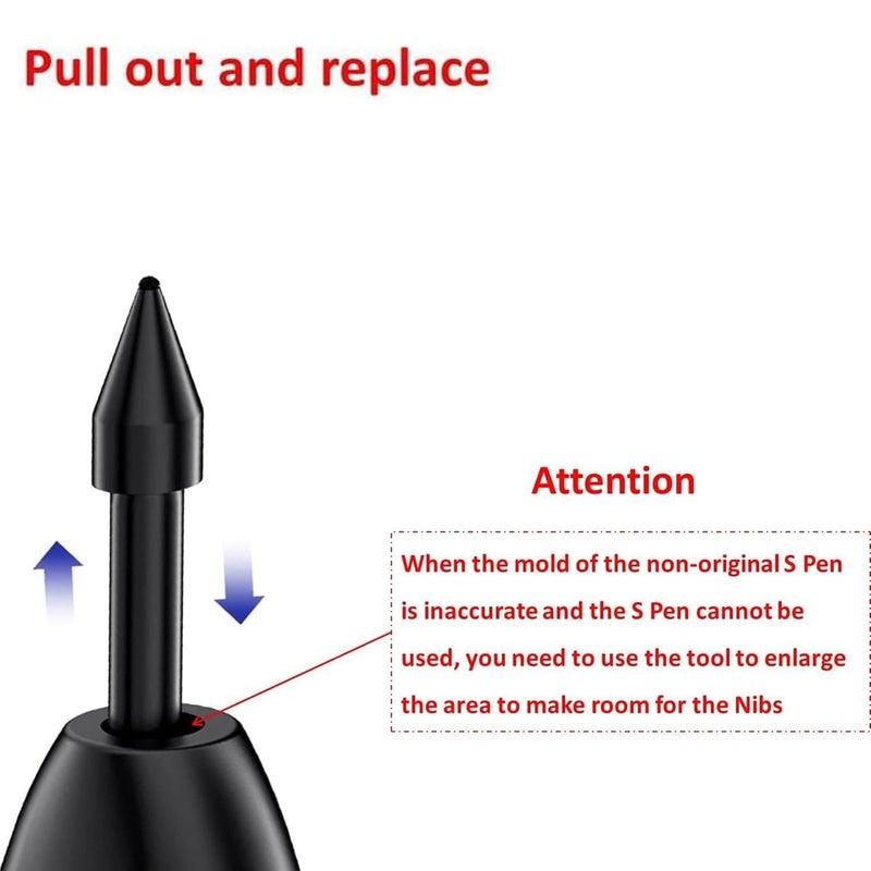 Sounce Stylus Pen Nib Replacement Nibs for Samsung S Pen Refill Tool Set Compatible with Spen Tab S6 S7+ Lite Note10 Note20 Nib Tip (Stylus Pen Not Included) - Black - Image 3