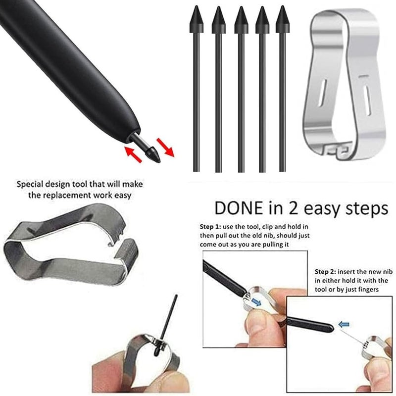 Sounce Stylus Pen Nib Replacement Nibs for Samsung S Pen Refill Tool Set Compatible with Spen Tab S6 S7+ Lite Note10 Note20 Nib Tip (Stylus Pen Not Included) - Black - Image 2