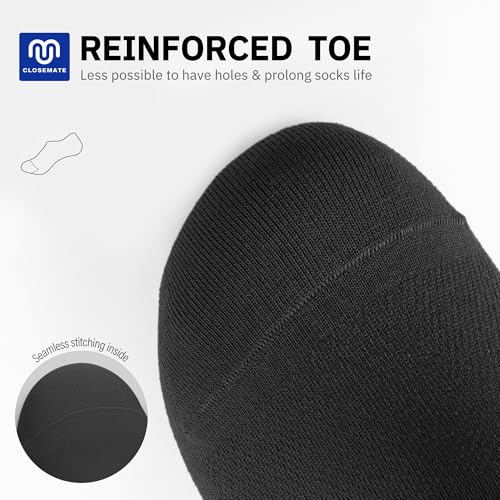 CLOSEMATE Mens No Show Socks Cotton Thin High Elasticity Low Cut Ankle Socks with Non Slip Grips 6 Pairs (2Black2White2Grey, Size M) - Image 2