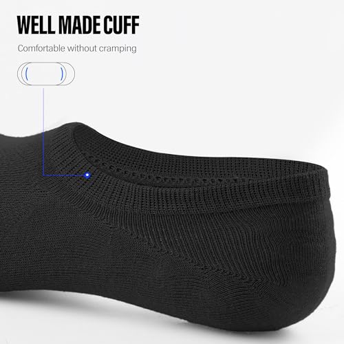 CLOSEMATE Mens No Show Socks Cotton Thin High Elasticity Low Cut Ankle Socks with Non Slip Grips 6 Pairs (2Black2White2Grey, Size M) - Image 5