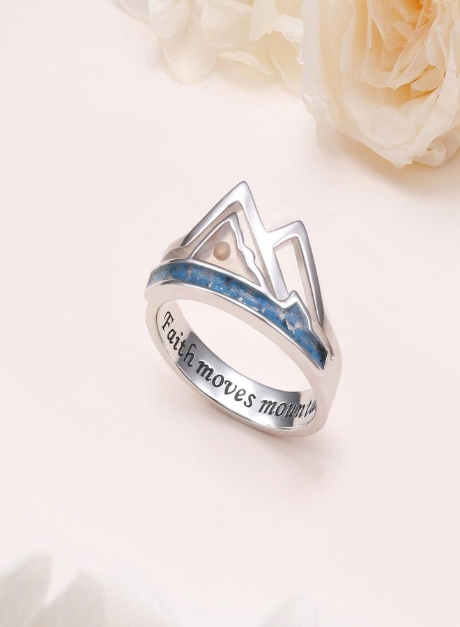 DAOCHONG S925 Sterling Silver Mountain Ring,Mustard Seed Ring Christian Jewelry, Faith Rings for men, Silver Hill Inspirational Religious Jewelry Birthday Christmas Gift for Men and Women (8) - Image 3