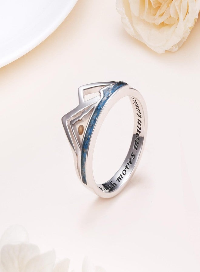 DAOCHONG S925 Sterling Silver Mountain Ring,Mustard Seed Ring Christian Jewelry, Faith Rings for men, Silver Hill Inspirational Religious Jewelry Birthday Christmas Gift for Men and Women (8) - Image 4