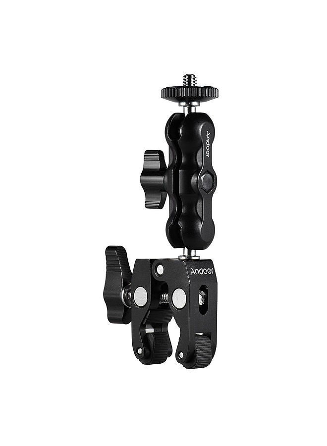 Multi-functional Clamp Ball Mount Clamp Articulating Friction Arm Super Clamp with 1/4 Inch Screw for GPS Monitor LED Video Light Flash Light Microphone