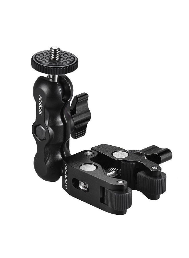 Multi-functional Clamp Ball Mount Clamp Articulating Friction Arm Super Clamp with 1/4 Inch Screw for GPS Monitor LED Video Light Flash Light Microphone