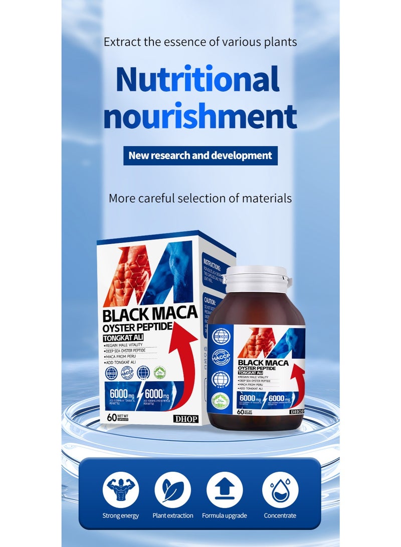 DHOP Black Maca Oyster Peptide Tongkat Ali Capsules, Male Vitality & Stamina Boost, Energy Support Supplements - Image 2