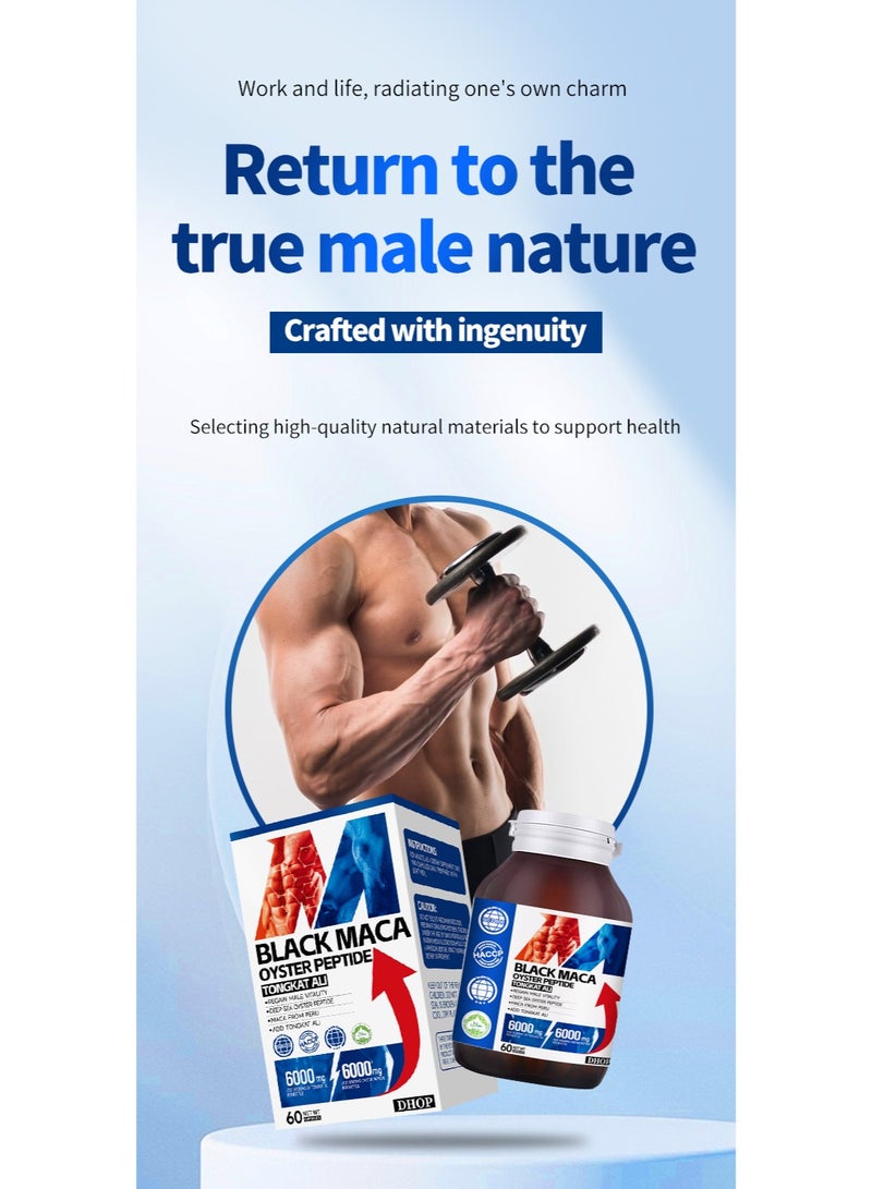DHOP Black Maca Oyster Peptide Tongkat Ali Capsules, Male Vitality & Stamina Boost, Energy Support Supplements - Image 5
