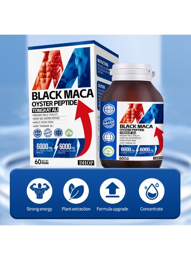 DHOP Black Maca Oyster Peptide Tongkat Ali Capsules, Male Vitality & Stamina Boost, Energy Support Supplements - Image 1