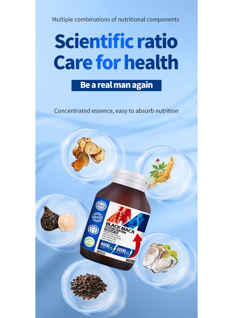 DHOP Black Maca Oyster Peptide Tongkat Ali Capsules, Male Vitality & Stamina Boost, Energy Support Supplements - Image 4