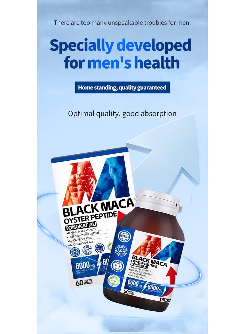 DHOP Black Maca Oyster Peptide Tongkat Ali Capsules, Male Vitality & Stamina Boost, Energy Support Supplements - Image 3