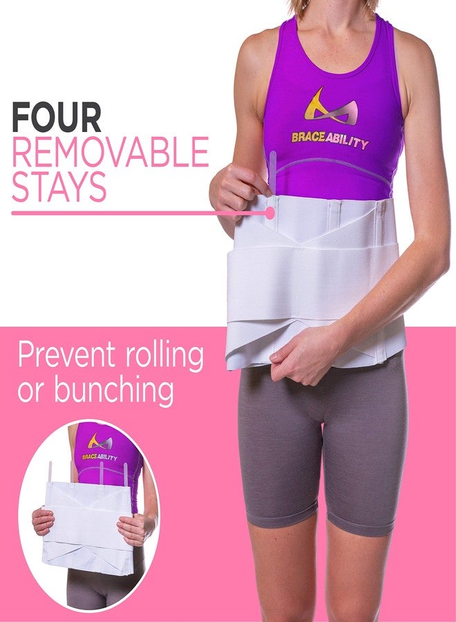 BraceAbility Women's Back Brace for Female Lower Back Pain - Lightweight Soft White Elastic Lumbar Compression Support Belt is Discreet Under Clothes for Ladies, Nurses, Walking (Medium) - Image 4