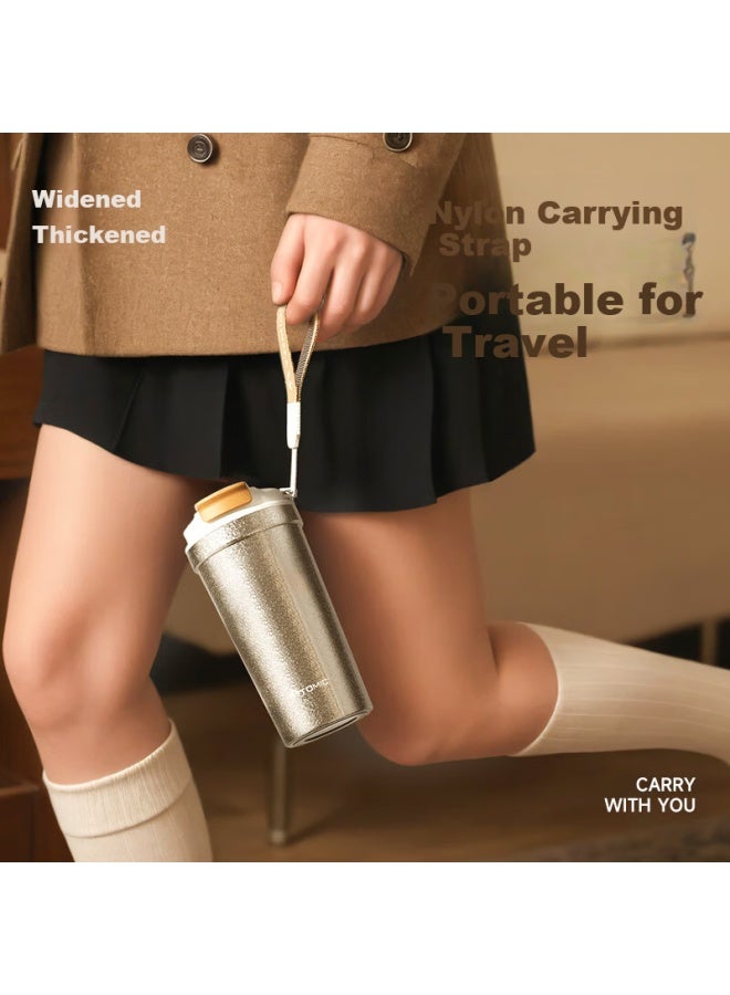 Tomic Pure Titanium Insulated Coffee Mug Portable Large Capacity Covered Water Bottle Holiday Outdoor Birthday Gift - Image 3