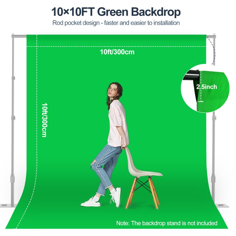 Qoolfoto Green Screen Backdrop, 10Ã—10FT Photography Chromakey Greenscreen Background Sheet for Zoom Meeting, Polyester Fabric Cloth Curtain for Photo Video Studio, Party, Live Streaming, Photoshoot - Image 5