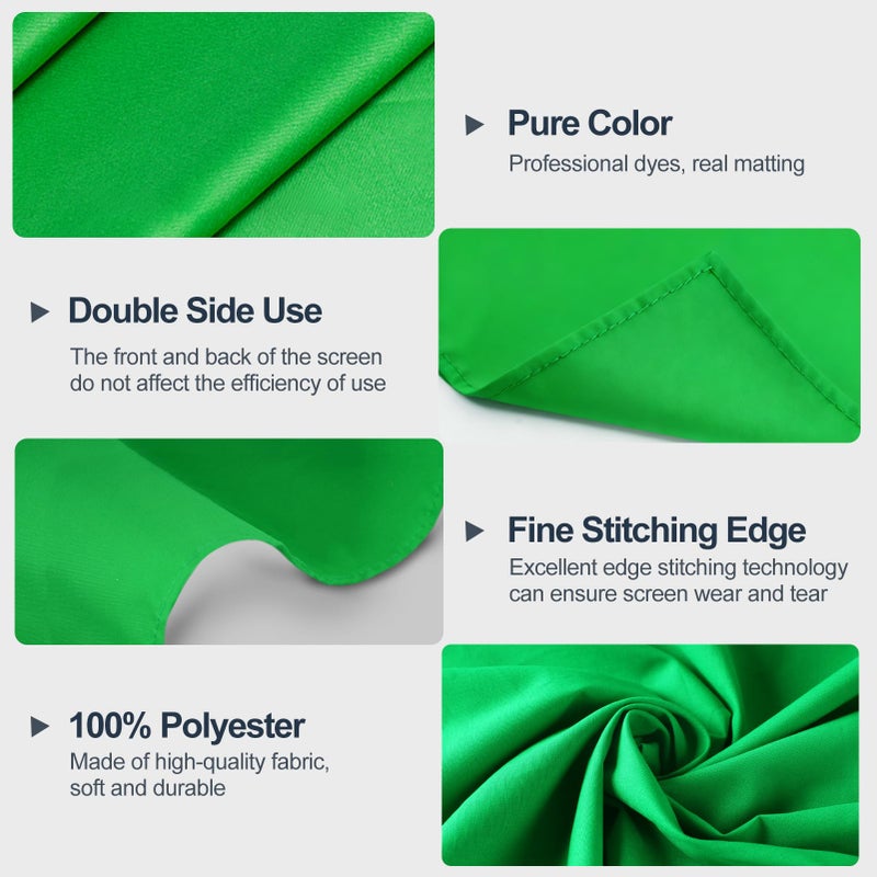 Qoolfoto Green Screen Backdrop, 10Ã—10FT Photography Chromakey Greenscreen Background Sheet for Zoom Meeting, Polyester Fabric Cloth Curtain for Photo Video Studio, Party, Live Streaming, Photoshoot - Image 3