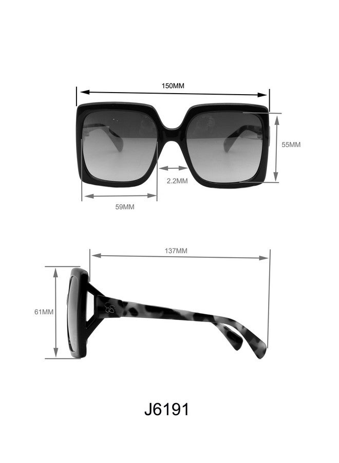 جيسيكا سيمبسون نظارة شمسية نسائية J6191 كبيرة الحجم بتصميم مربع مع حماية من الأشعة فوق البنفسجية 400 - نظارات شمسية جذابة للنساء، 59 مم - Image 2