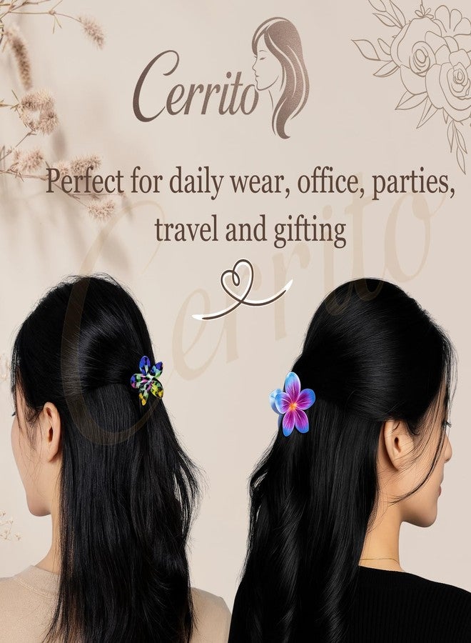 Cerrito 6 Pcs Small Flower Hair Claw Clips for Women & Girls - Colorful Durable Nonslip Clamps with Strong Hold for Thick & Thin Hair, Neutral Mini Hair Accessories for Everyday Styling (Multicolor) - Image 3