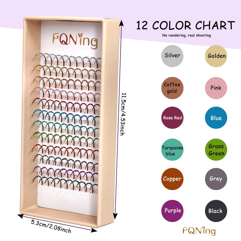 FQNing Glitter Lash Extensions Laser 12 Colors Long Lasting Sparkly Individual Spikes Eyelash Extension Professional Supplies 15mm for Daily,Party, Festival Makeup (Mix-12 Colors) - Image 2