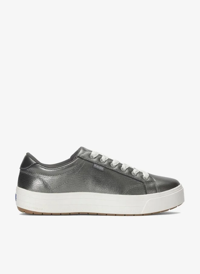كيدز Keds Women's Park Lace Up Leather Casual Sneaker Grey