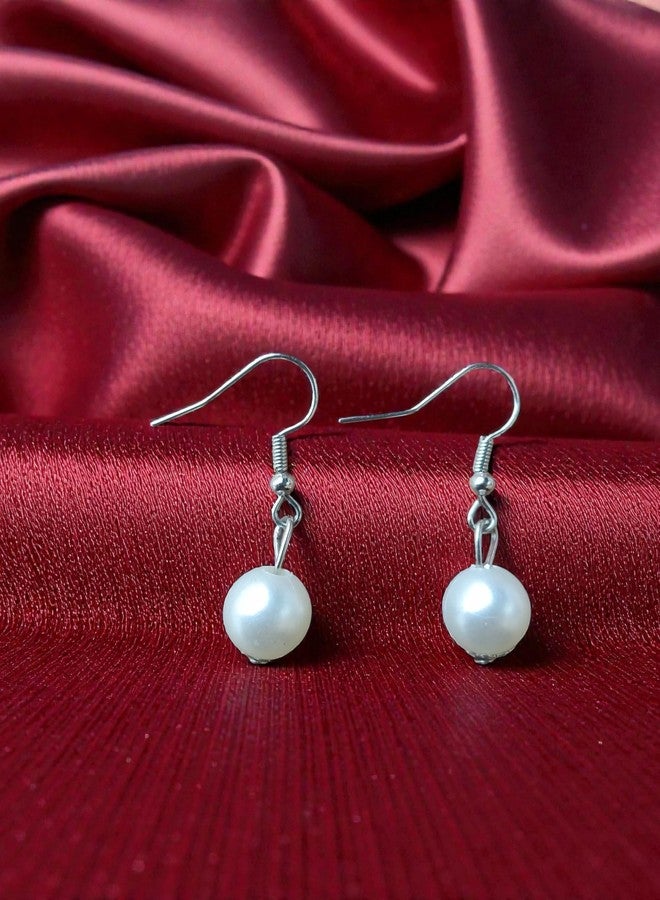 NEOBABY Elegant White Pearl Necklace, Earrings & Bracelet, Silver Chain Clasp, Formal | Wedding & Festival Prom Night and Valentine Gifts for Girls & Women's - Image 4