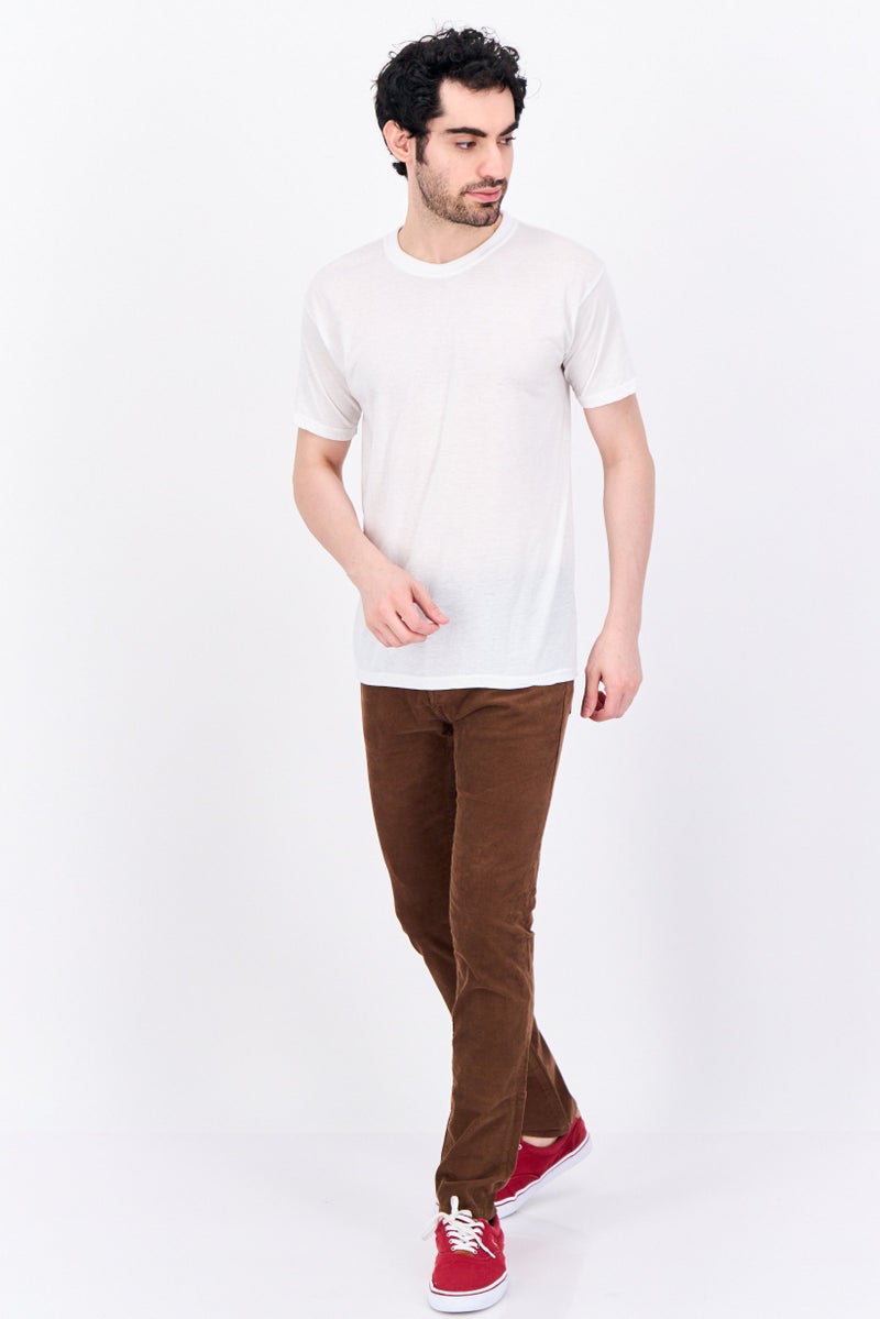 GAP Men Slim Fit Textured Corduroy Pants, Brown - Image 4