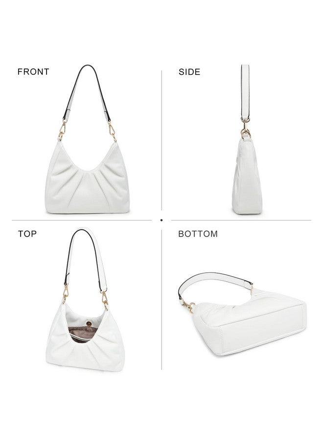 Dasein Ruched Hobo Handbag for Women Retro Shoulder Purse Crossbody Bag with 2 Removable Straps (White) - Image 1