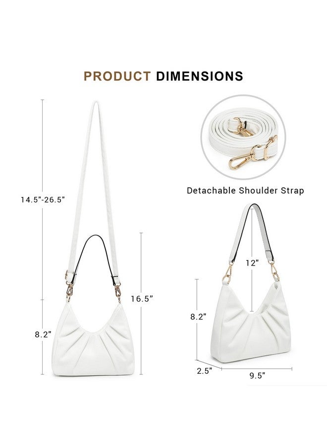 Dasein Ruched Hobo Handbag for Women Retro Shoulder Purse Crossbody Bag with 2 Removable Straps (White) - Image 2