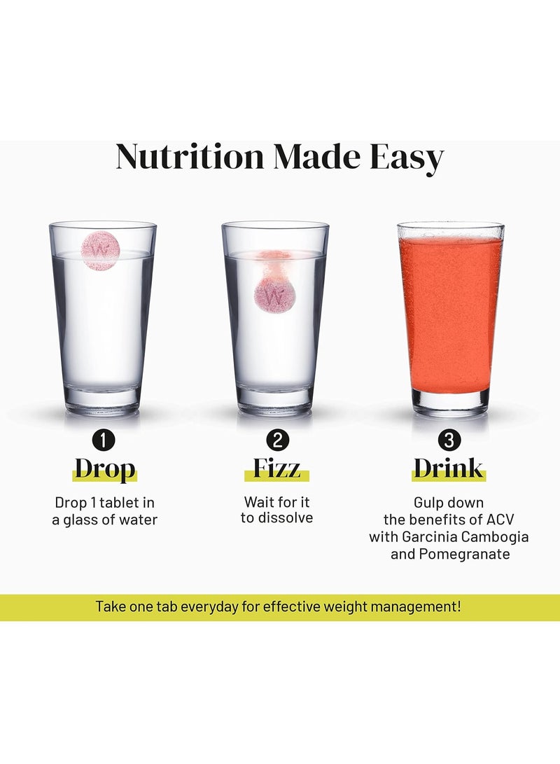 WELLBEING NUTRITION Apple Cider Vinegar (ACV) for Weight Loss with Mother & Garcinia Cambogia, Pomegranate| Weight Management, Gut Health, Supports Digestion, Boosts Metabolism 17 Effervescent Tablet Pack of 2 - Image 5