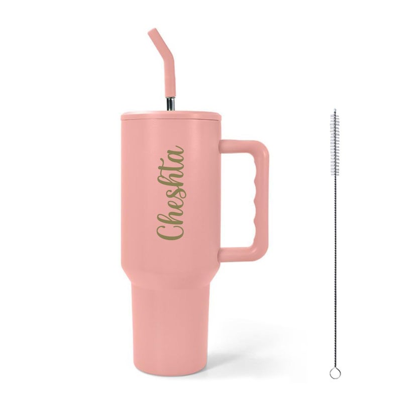 Nispruhay Customize Name Tumbler Sipper Mug with Handle and Straw Lid Travel Coffee Mug Vacuum Insulated Portable Personalize Your Logo Name Drinking Cup for Office Gym Travelling1200ml - Image 1
