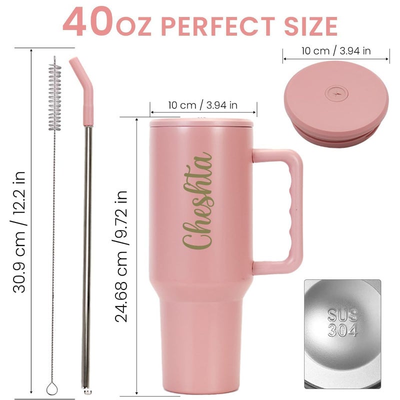 Nispruhay Customize Name Tumbler Sipper Mug with Handle and Straw Lid Travel Coffee Mug Vacuum Insulated Portable Personalize Your Logo Name Drinking Cup for Office Gym Travelling1200ml - Image 5