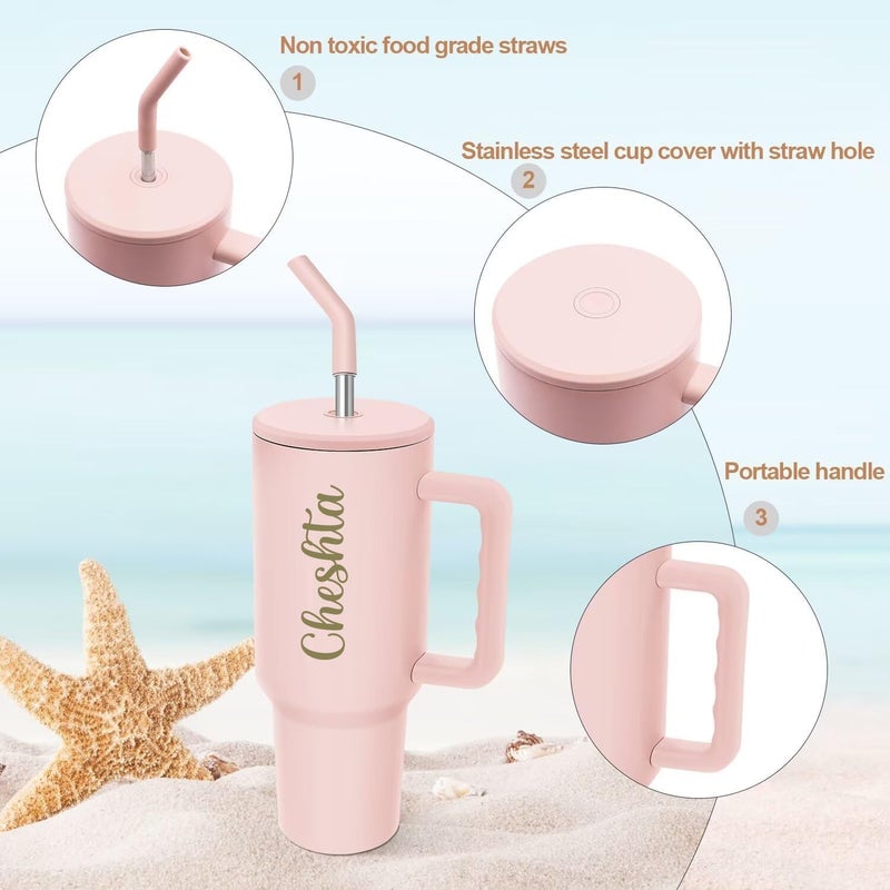 Nispruhay Customize Name Tumbler Sipper Mug with Handle and Straw Lid Travel Coffee Mug Vacuum Insulated Portable Personalize Your Logo Name Drinking Cup for Office Gym Travelling1200ml - Image 4