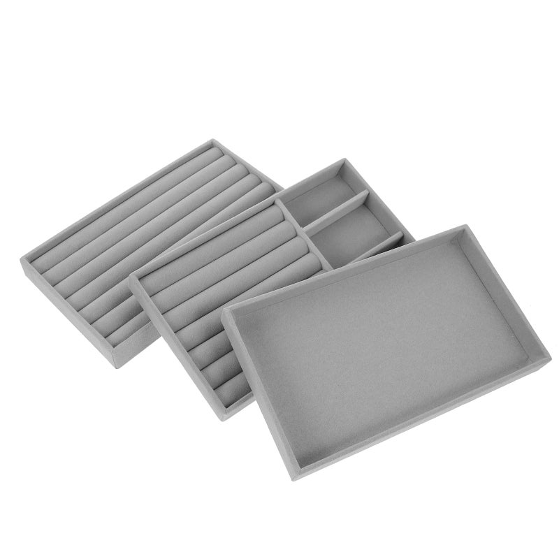 3Pcs Organizer Tray Stackable Tray Earring Necklace Bracelet Display Holder - Image 1