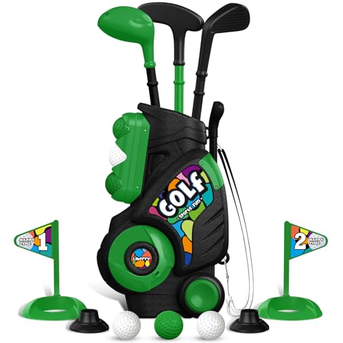 Liberry Toddler Golf Set for Ages 2 3 4 Boys Girls Upgraded Kids Golf Cart with Shoulder Strap Design Outdoor Indoor Sports Toys Birthday Gifts Black - Image 1