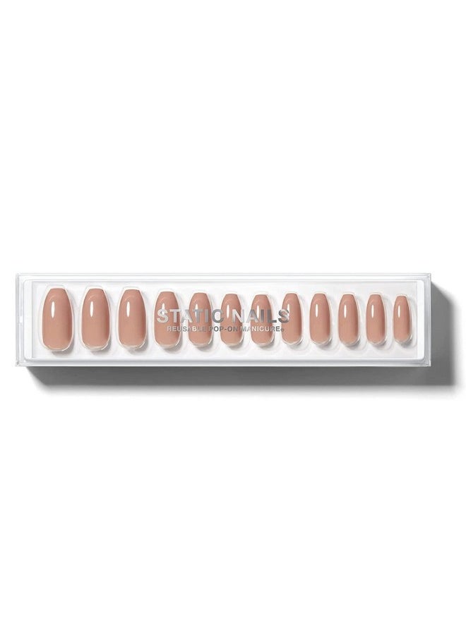 Static Nails Reusable Popon Manicure Setnondamaging Glueon Nails (Toasted Sugar Long Coffin)False Nails With Static Nail Gluenail Setfake Acrylic Press On Nails  - Image 3