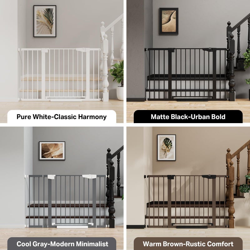 Cumbor 29.7-48" Baby Gate for Stairs, Mom's Choice Awards Winner-Dog Gates for Doorways, Auto Close Safety Pet Gate for Dogs Indoor, Easy Install Pressure Mounted Child Gate with Walk Thru Door, Gray - Image 3