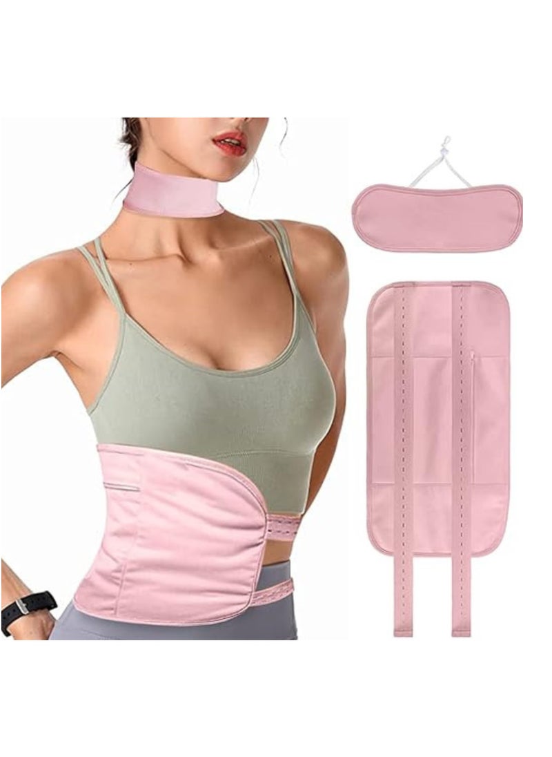 Generic 2 Pack Castor Oil Pack Wrap Set Reusable Organic Waist and Neck for Liver Detox Thyroid Pink Set 