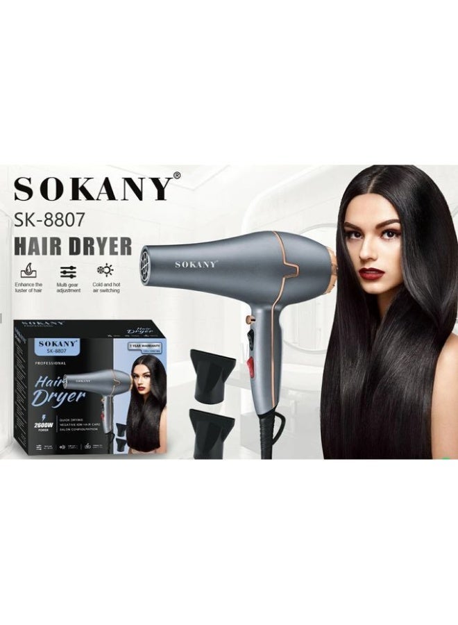 sokany SK-8807 Hot & Cool Hair Dryer – Lightweight Professional Blow Dryer with 2 Speed & Temperature Settings, Hot and Cold Air Function, Non-Slip Handle, Overheat Protection, High Performance Motor, Quiet Operation - Image 2