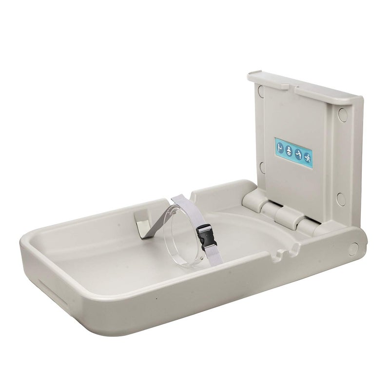 Baby Changing Diaper Station Vertical Wall Mounted Sturdy Durable with Safety Straps for Commercial RestroomsWhite Granite