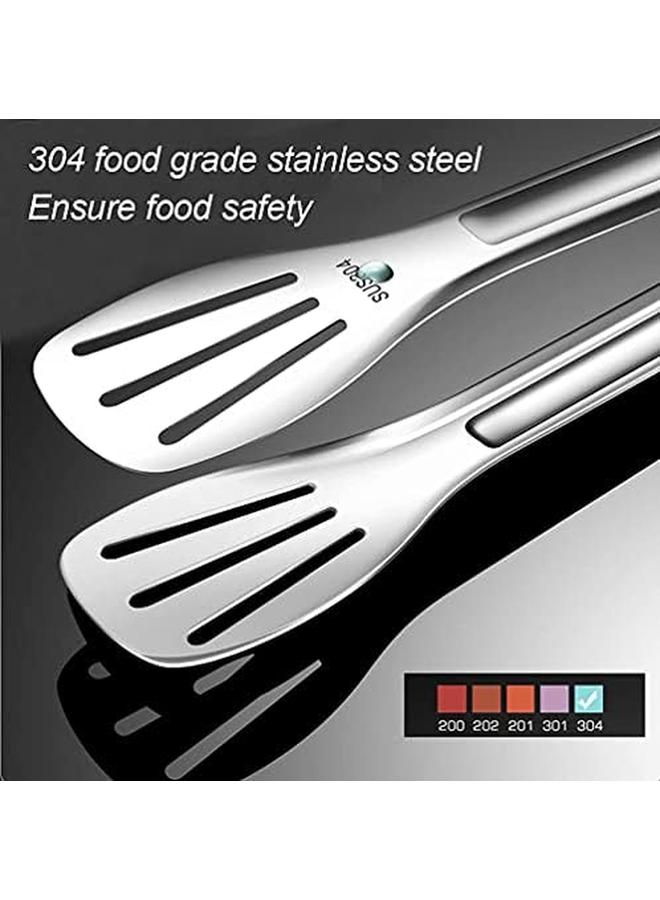 KASTWAVE Kitchen Tongs 304 Easy To Clean Food Safe Stainless Steel Cooking Tongs Salad BBQ Frying Tongs Utensils Kitchen Gift Etc Easy Grip Best Sturdy Tongs Non Stick. - Image 4