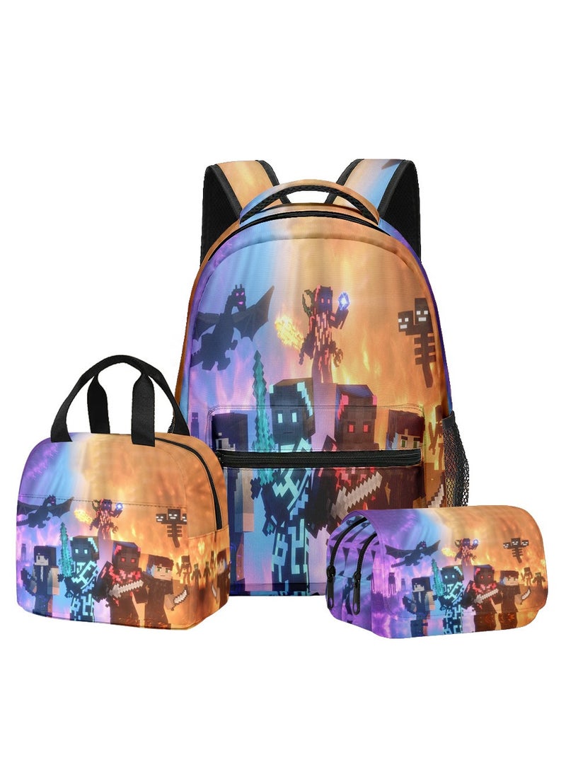 ماين كرافت حقيبة الظهر Minecraft للأطفال والفتيان - حقيبة الظهر مقاومة للماء لمدرسة الألعاب