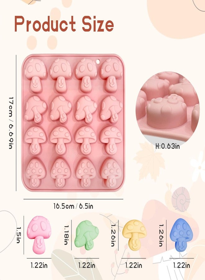 EQUNROY 2PCS Mushroom Silicone Mold with 2 Droppers - 16 Cavity 3D Cute Mushroom Gummy Molds for Chocolate Candy Jello Soap Resin - Fondant Ice Cube Cookie Candle DIY Crafts - Image 2